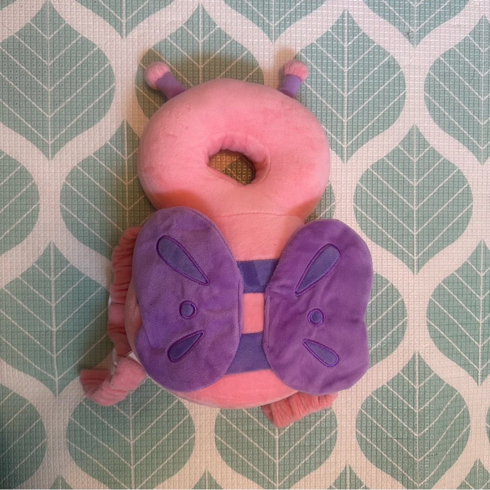 Pink and Purple Butterfly Head Protector Backpack
